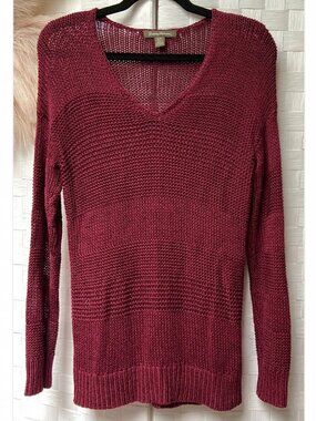 Tommy Bahama Burgundy V Neck Open Knit Sweater Size S/P